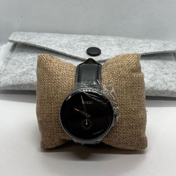Burei S-6024M Men Black Leather Analog Dial Fashion Minimalist Wrist Watch JMB55 - Picture 1 of 12